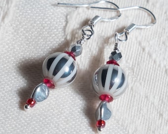 Silver and Magenta Kaleidoscope Earrings
