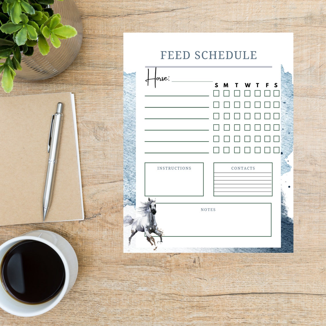 Horse Feeding Schedule Digital Download Simple Horse Feed Tracker