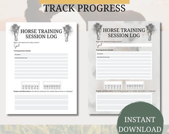 Horse Training Goals & Progress Tracker Printable Session Equestrian Training Log