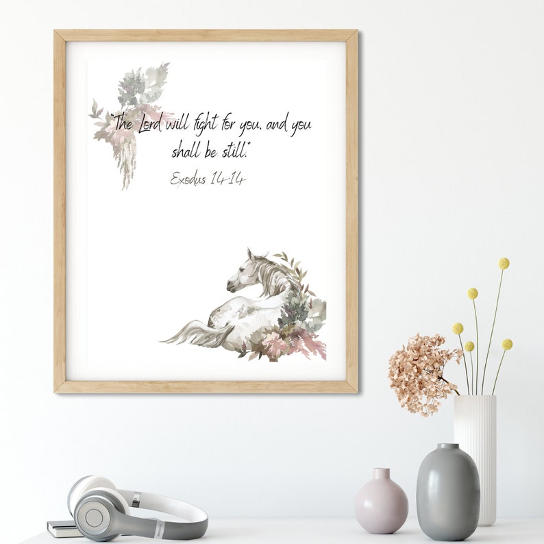 Horse Bible Verse Digital Download Watercolor Horse Christian Etsy