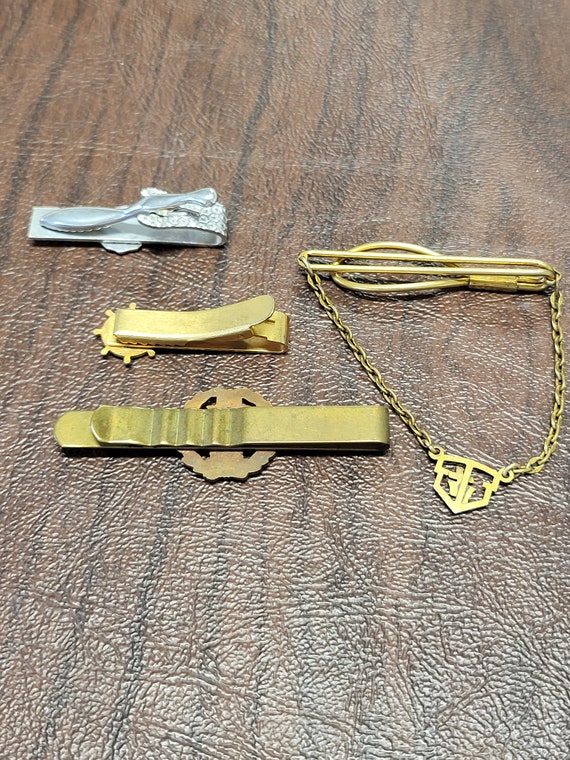 Vintage Lot of 4 Religious Tie Bars/Clips, Gold-T… - image 9