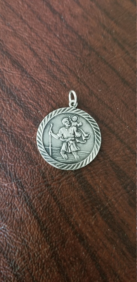 Vintage European Pure Silver St. Christopher Medal