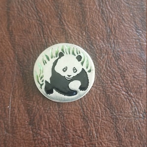 Vintage Scottish Sterling and Enameled Norman Grant Panda Pendant, Hallmarked Pendant with Enameled Panda and Grasses, Hidden Bail