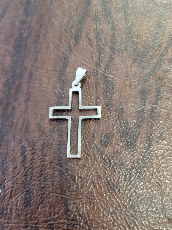 Vintage Sterling Silver Cross Pendant, Simple and 