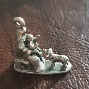 Unique Hayward Sterling 3D Religious Charm/Pendant, Virgin Mary Holding Jesus with a Lamb at Her Feet, Lamb of God, Mary and Jesus