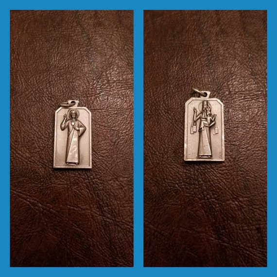 Vintage Italian 2 Sided Religious Medal, Modernis… - image 1