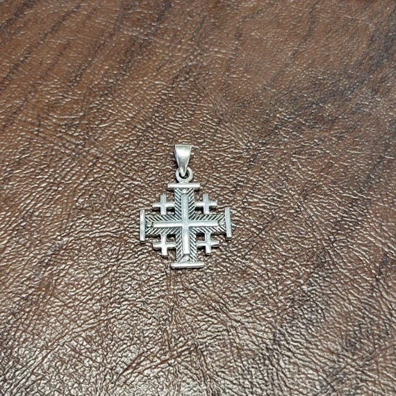 Vintage Sterling Silver Jerusalem Cross Pendant, Sterling Silver Cross, Crusaders' Cross, Five-Fold Cross