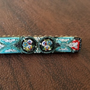 Beautiful Italian Micro Mosaic Brooch, Inlaid Glass Mosaic Bar Pin, Made in Italy