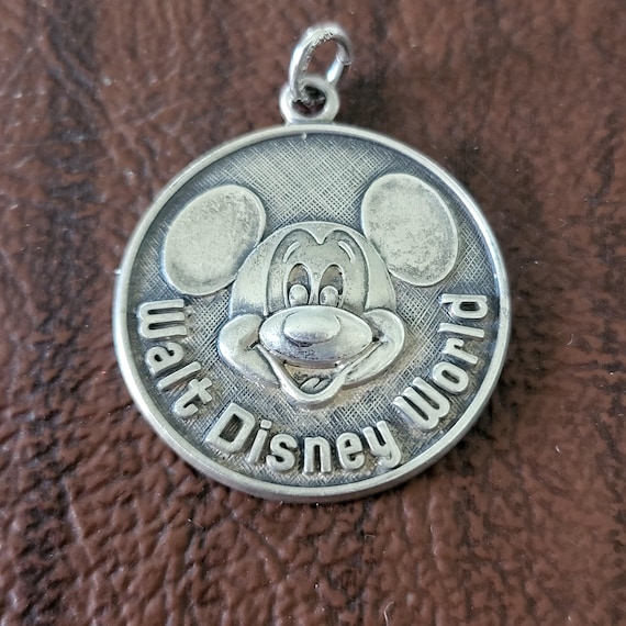 Vintage Walt Disney World Mickey Mouse Pendant, Walt Disney Productions Round Mickey Mouse Charm/Pendant