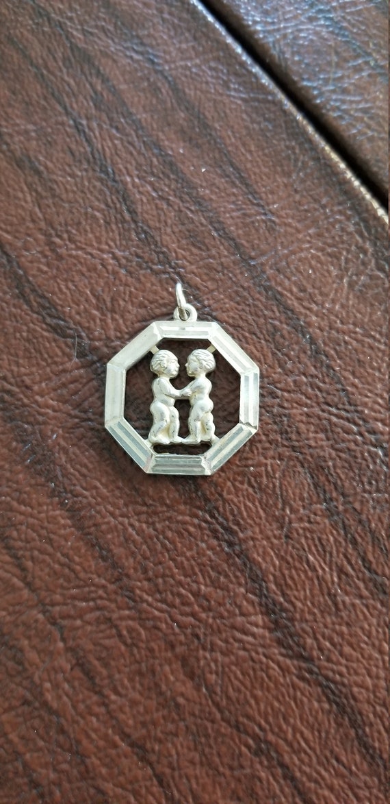 Vintage European Sterling Silver Gemini Pendant, G