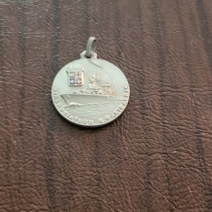 Vintage 800 Silver Italian Navy Military Aircraft Carrier Medal, &quot;Incrociatore G. Garibaldi&quot; Medal,  Military Medal, &quot;Obbedisco!&quot; Medal