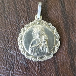 Beautiful Vintage Sterling Silver Religious Medal/Pendant, Virgin Mary Pendant, Our Lady of Mount Carmel Medal