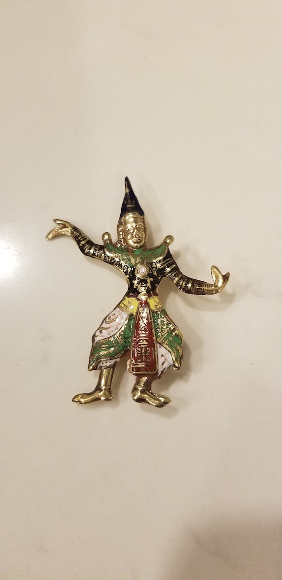 Vintage Gold over Sterling Silver Enameled Siam Da