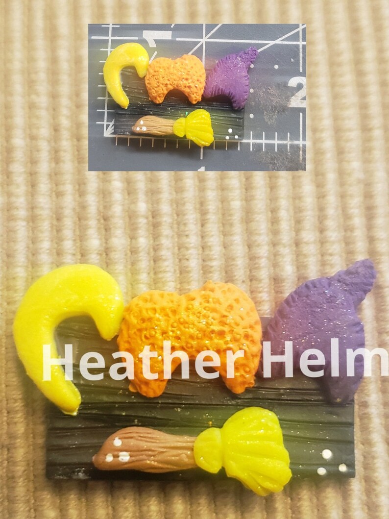 necklace charm Flatback for bow center scrapbooking and more Polymer clay Hocus sister inspired center to match outfit