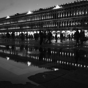 10x8 Print Fine Art Black /& White Venice Photography of Little Girl in Piazza San Marco With Pigeons Curly Top in San Marco