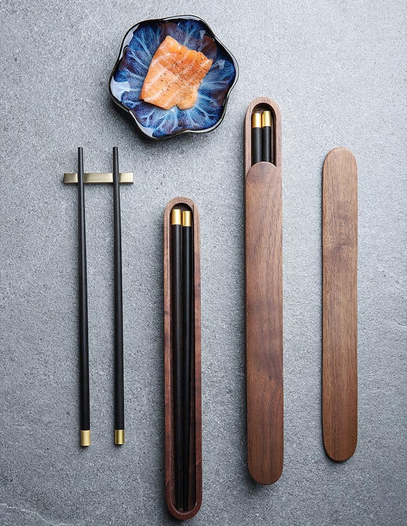 Custom Wood Chopsticks with case Travel Set with box Handmade Etsy