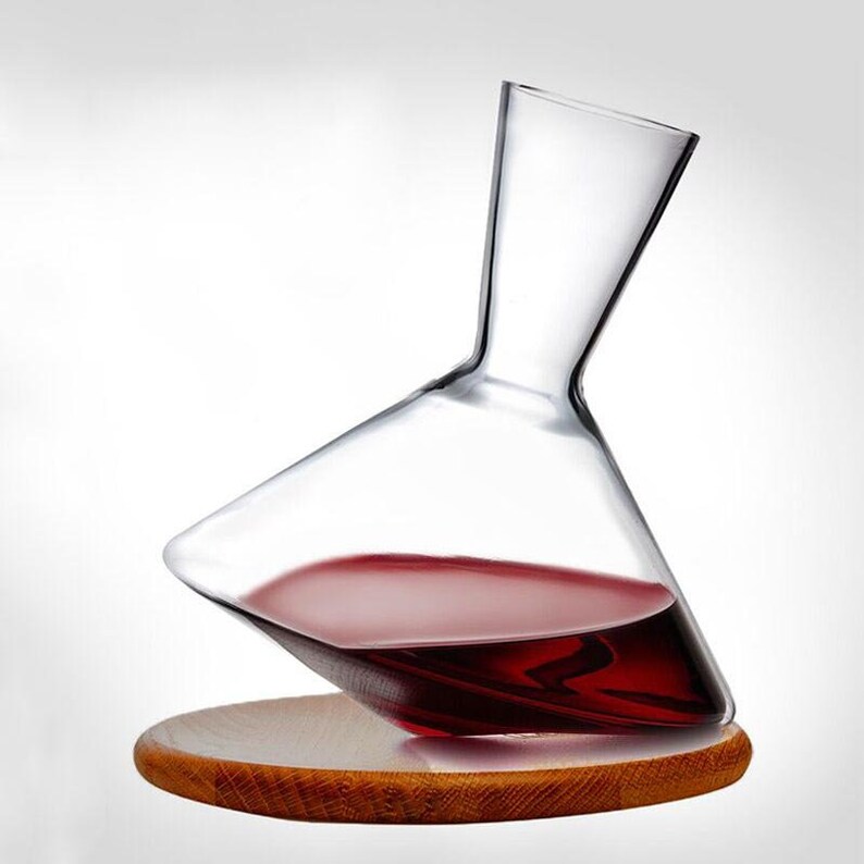 Nude Glass Balance Wine Decanter With Wooden Base