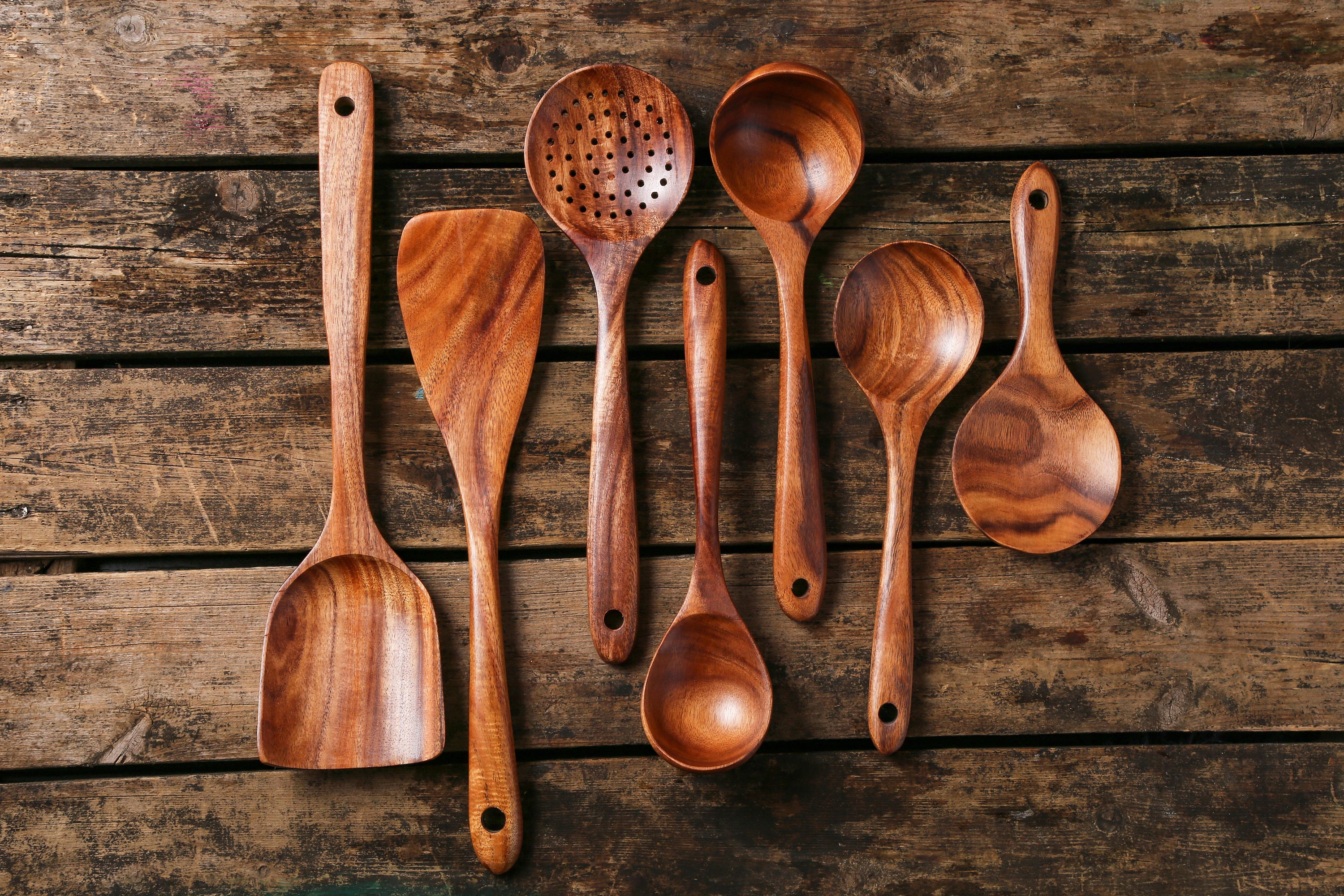 Custom 7-Piece Wooden Kitchen Utensil Set Cooking Utensils | Etsy