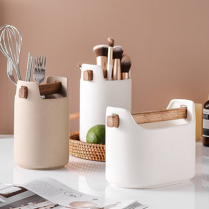 Ceramic utensil holder Kitchen storage Minimalist Utensil Etsy
