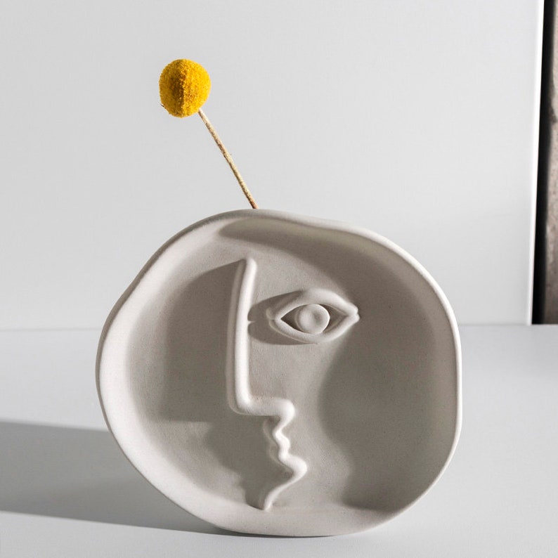 Ceramic Face Vase Motif Visage Vase Table Decoration Etsy