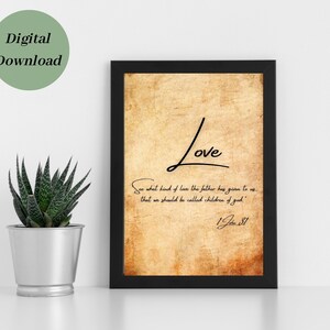 Bible Verse Wall Art, Scripture Printable, Christian Artwork, John 3:1 Love Bible Artwork, Minimal Bible Verse, Small Bible Verse