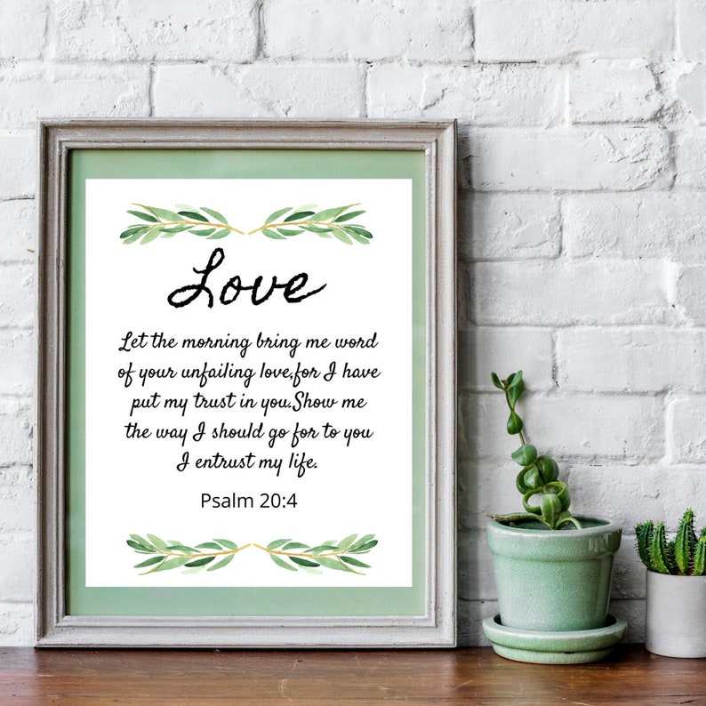 Psalm 143:8 Printable Wall Art With Olive Branch , 8x10 Christian Bible ...