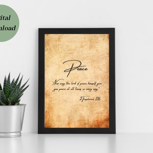 Bible Verse Wall Art, Scripture Printable, Christian Artwork, Thessalonians 3:16 Peace Bible Artwork, Minimal Bible Verse, Small Bible Verse