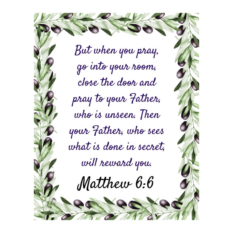 Matthew 66 Printable Wall Art With Olive Branch 8x10 Etsy