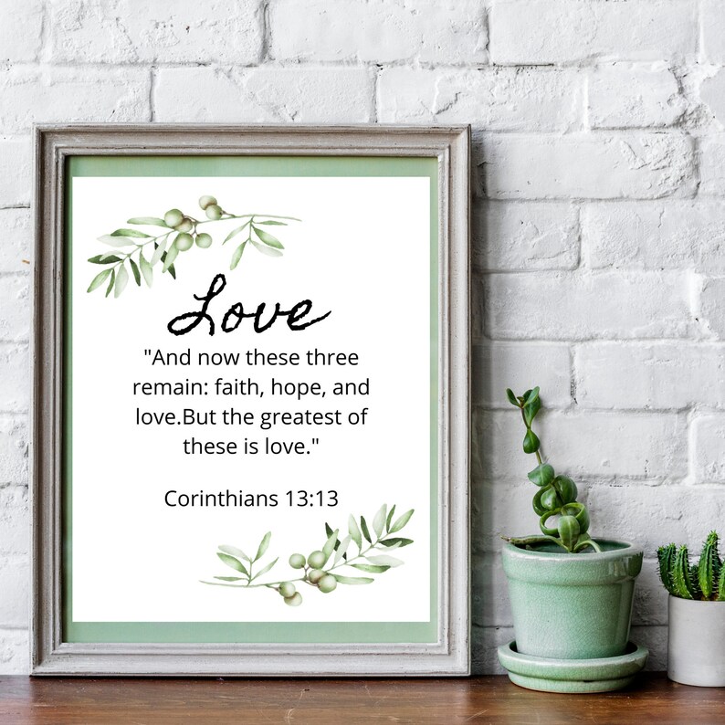 Corinthians 13:13 Printable Wall Art With Olive Branch,8x10 Christian ...