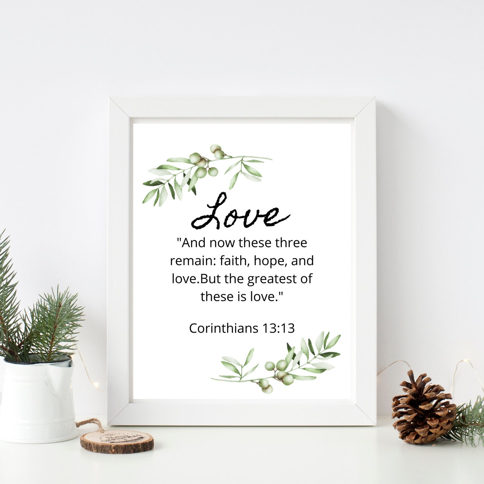 Corinthians 13:13 Printable Wall Art With Olive Branch,8x10 Christian ...