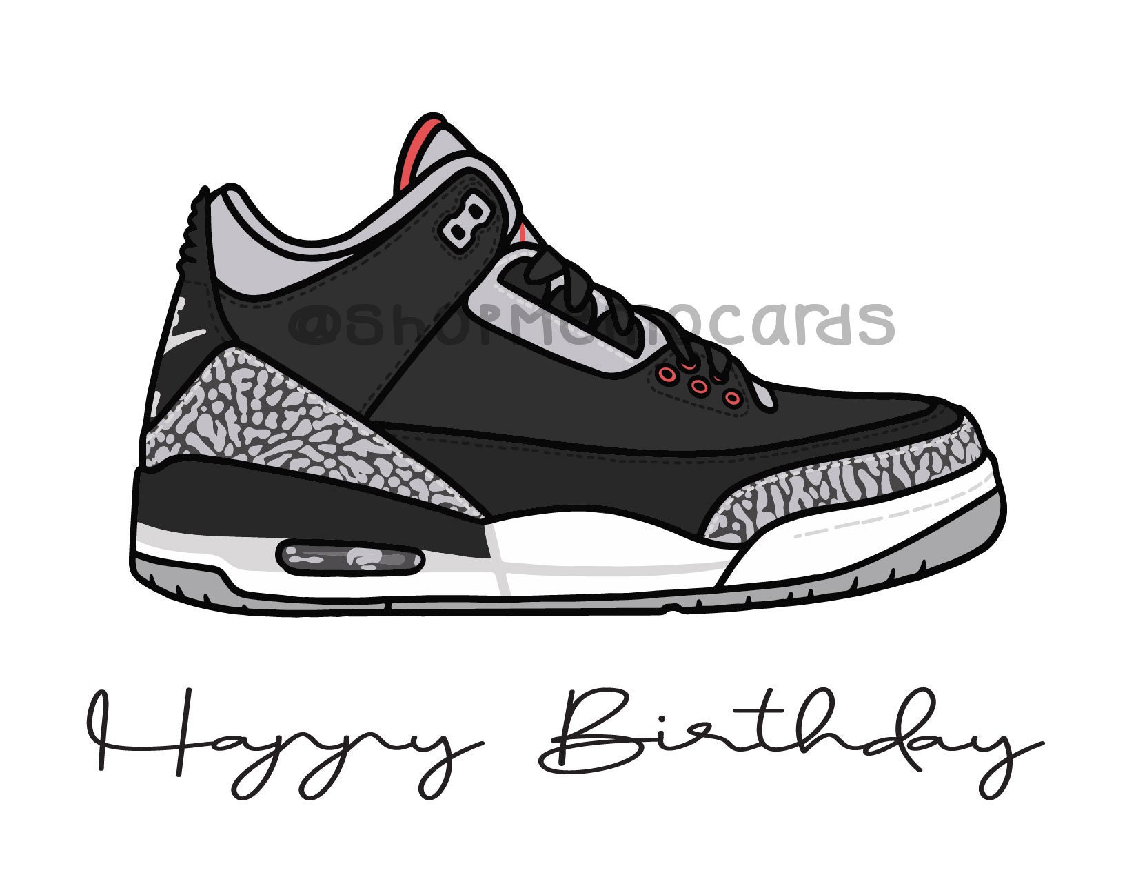 Jordan Birthday Card Sneaker Card Jordan 3 Kicks Cards Etsy
