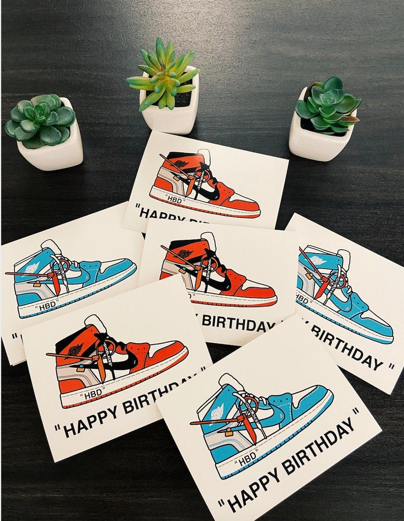 Red Jordans Birthday Card Sneaker Head Cards Jordan 1 Bred Etsy