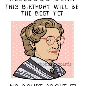 Mrs. Doubtfire Birthday Card Funny Birthday Card Clever | Etsy