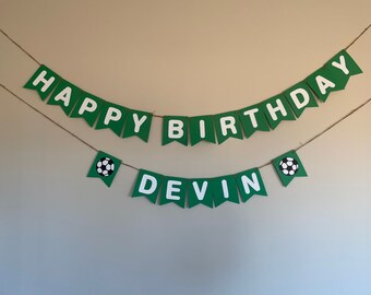 Uniquer Soccer Theme Happy 7th Birthday Banner - Large 70.87"x43.31" Outdoor/Indoor Decoration With Rope (Green) - View #8