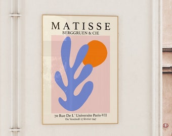 Henri Matisse Exhibition Poster, Pink Blue Matisse Wall Art, Matisse Cut Outs, Abstract Print, Minimalist, Fashion Prints, 5x7 8x10 A3 A2 A1