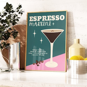 Espresso Martini Cocktail Print, Espresso Martini Bar Poster, Alcohol Print, Gallery Wall, Cocktail Poster, Party, Drinks Print 5x7 A4 A3 A2
