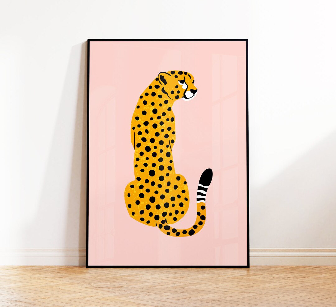 Pink Cheetah Wall Art Cheetah Art Print Animal Poster Etsy