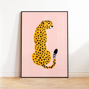 Pink Cheetah Wall Art, Cheetah Art Print, Animal Poster, Colourful, Gallery Wall, Nursery, Kids Room Decor, 5x7 8x10 A4 A3 A2, Illustration