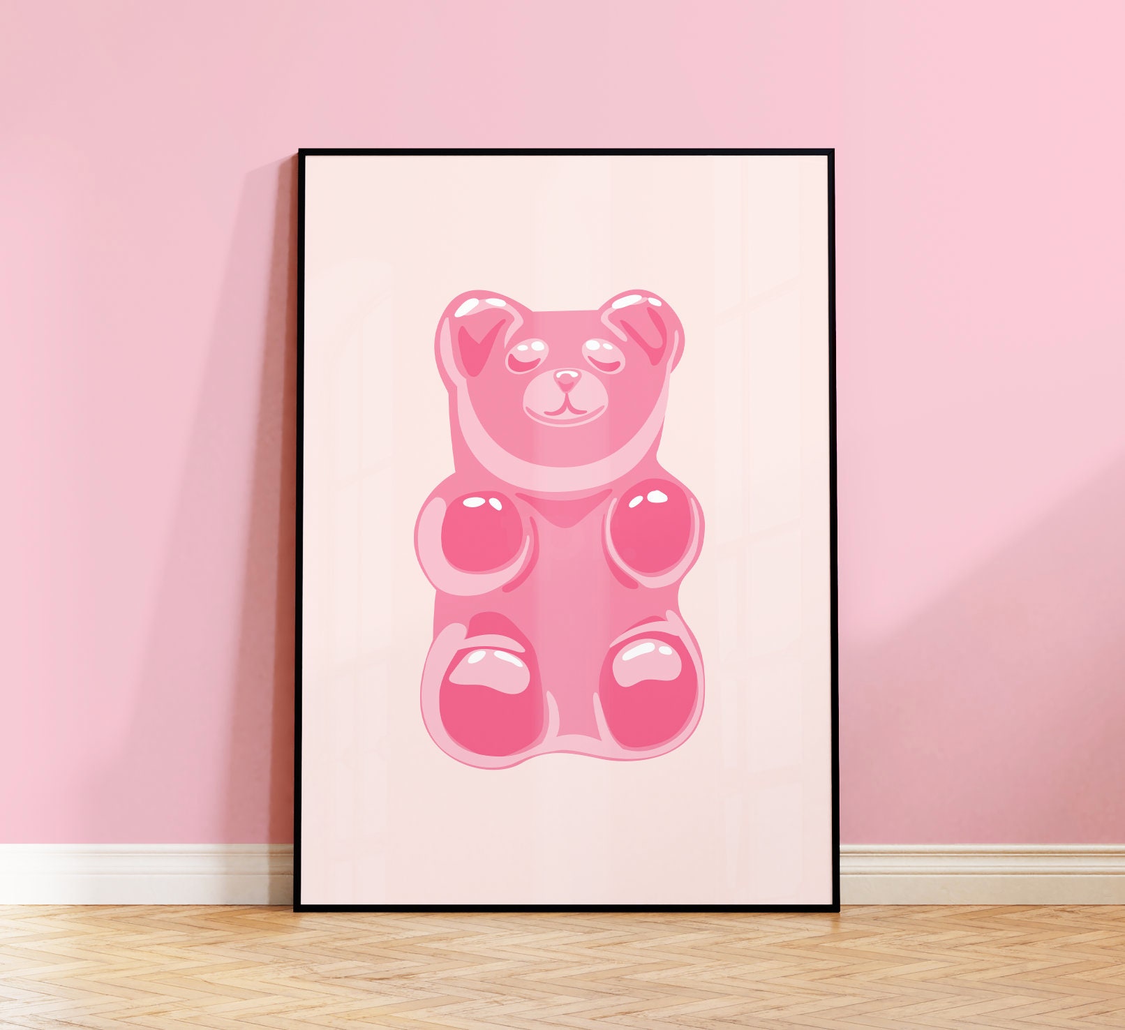 Buy Rainbow Gummy Bear Poster, Nostalgic Pink Wall Art
