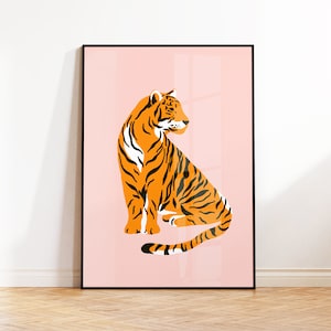 Colourful Tiger Wall Art, Tiger Illustration Print, Kids Animal Poster, Gallery Wall, Nursery, Children's Room, Fun Decor, 5x7 8x10 A4 A3 A2