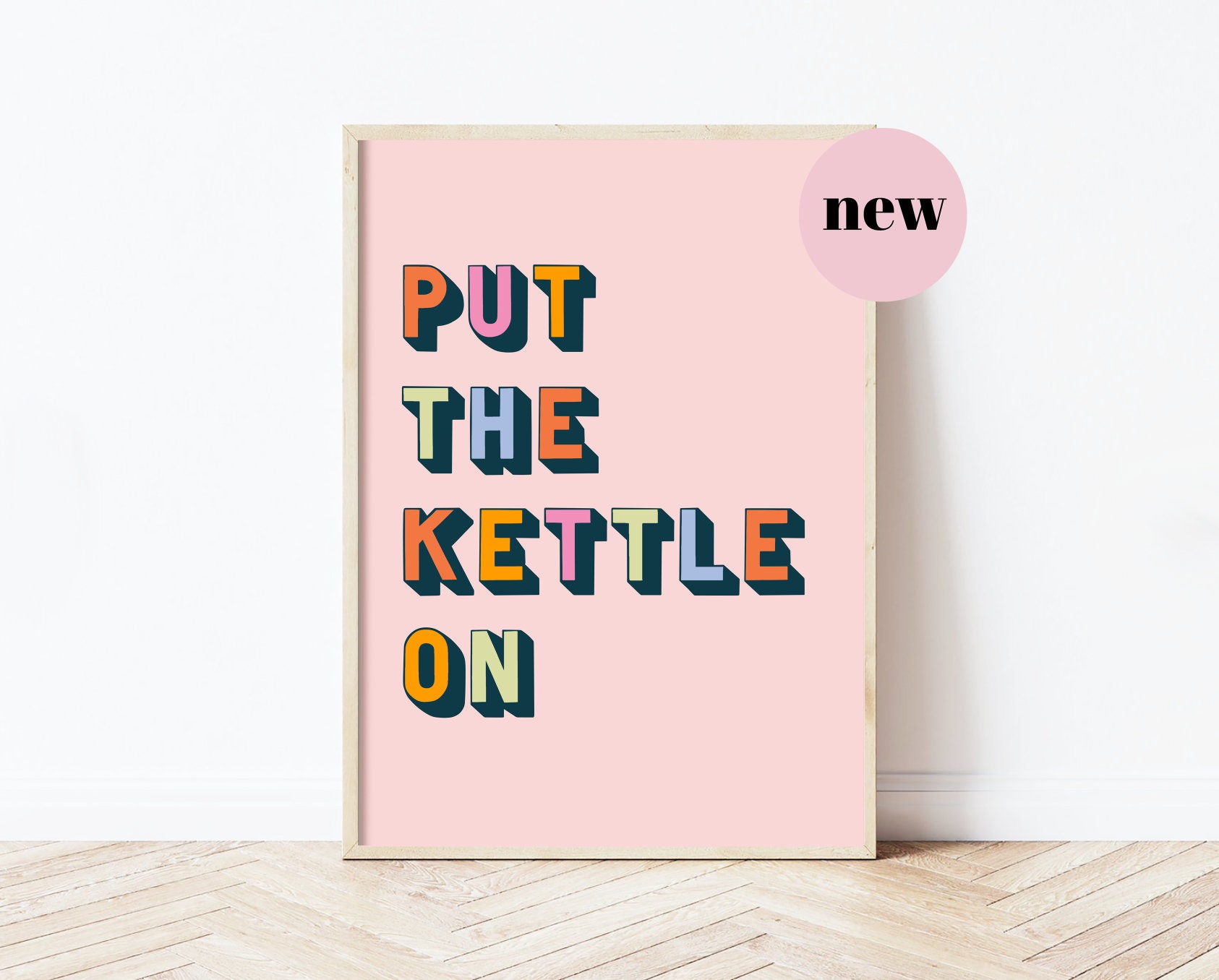 Put the Kettle On Kitchen Quote Print Fun Typography Art | Etsy