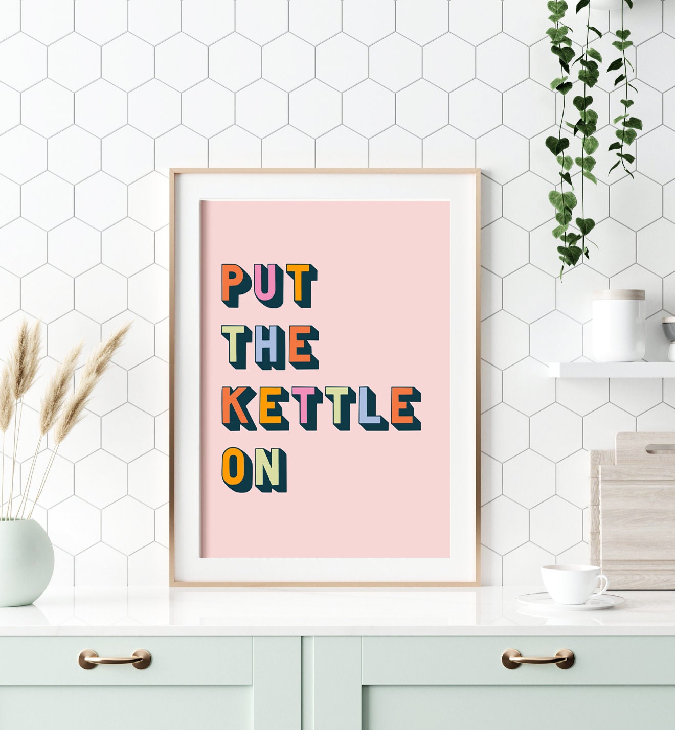 Put the Kettle On Kitchen Quote Print Fun Typography Art - Etsy UK