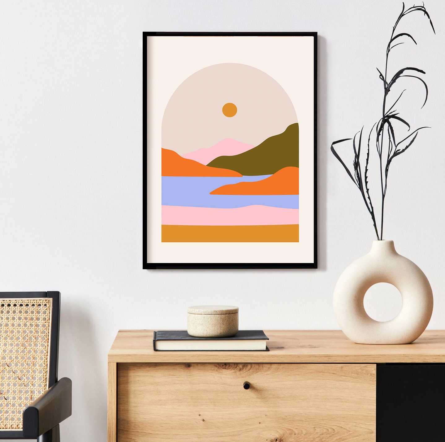 Boho Landscape Print Colourful Sun Print Abstract Desert | Etsy
