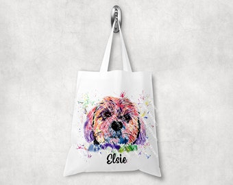 Personalised Watercolour Rainbow Lhaso Apso Dog Tote Bag, Ideal Gift, Birthday, Xmas