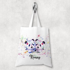 Personalised Watercolour Rainbow Panda Tote Bag, Birthday Gift, Valentines Day Gift image 3