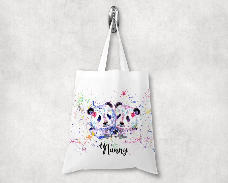 Personalised Watercolour Rainbow Panda Tote Bag, Birthday Gift, Valentines Day Gift image 3