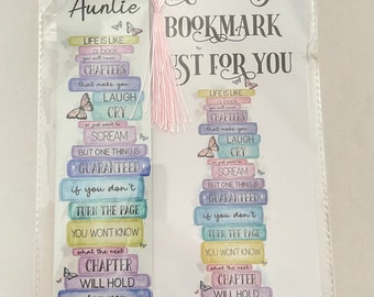 Personalised Positivity Pastel Book Stack Aluminium Jumbo Bookmark, Ideal Teacher Birthday Christmas Stocking Filler Gift