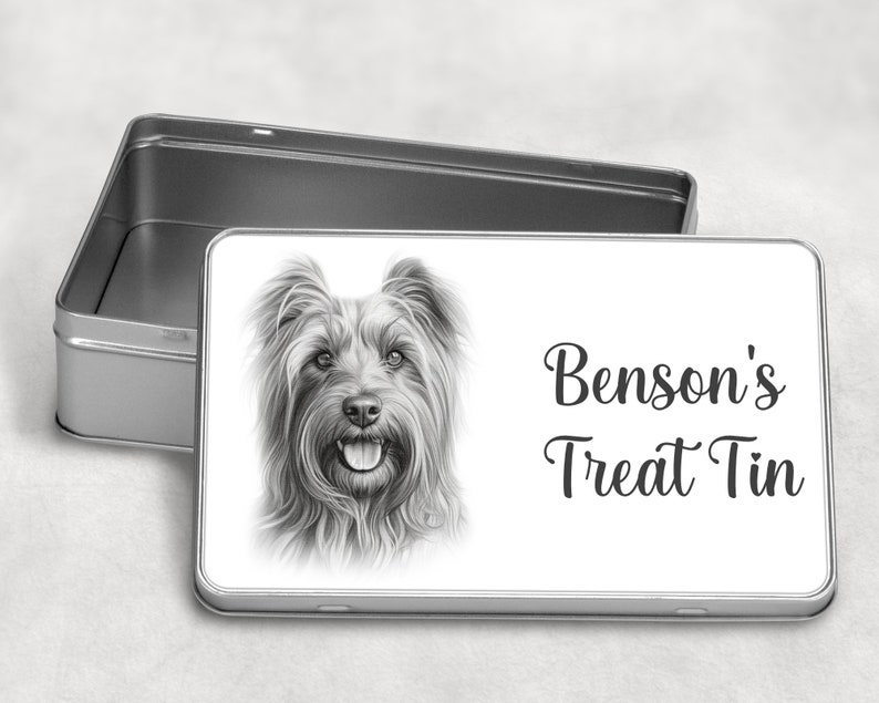 Personalised Dog Treats / Snack Tin Gift, 10 Dog Breeds Birthday Christmas SKYE TERRIER