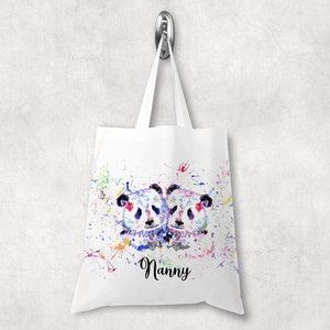 Personalised Watercolour Rainbow Panda Tote Bag, Birthday Gift, Valentines Day Gift image 4