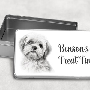 Personalised Dog Treats / Snack Tin Gift, 10 Dog Breeds Birthday Christmas SHIH TZU